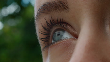 close up woman eyes looking at nature healthy vision natural blue eyes human curiosity