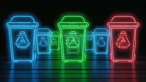 neon recycle bins