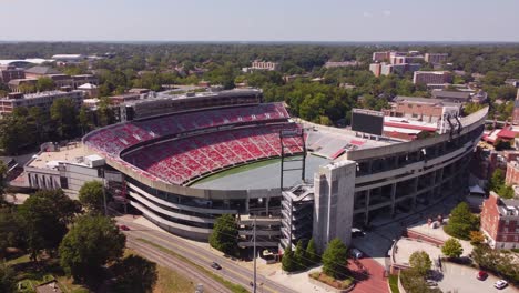 drone shot of the university of georgia bulldogs football stadium