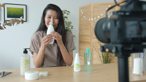 woman reviewing eco-friendly skincare products