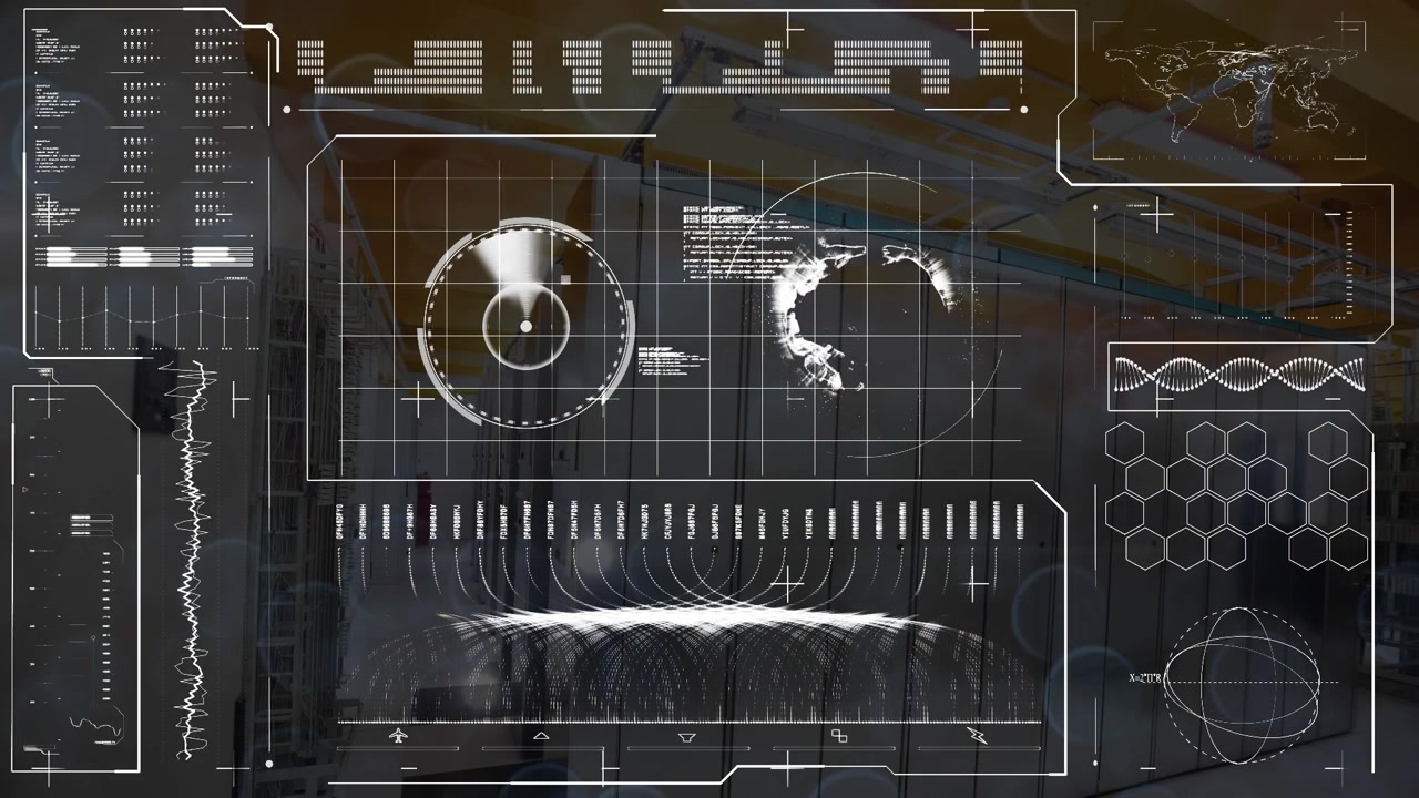 Animation of data processing over server room