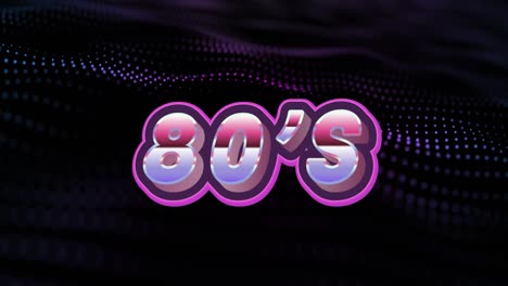 Animation-of-80s-text-and-spots-over-black-background