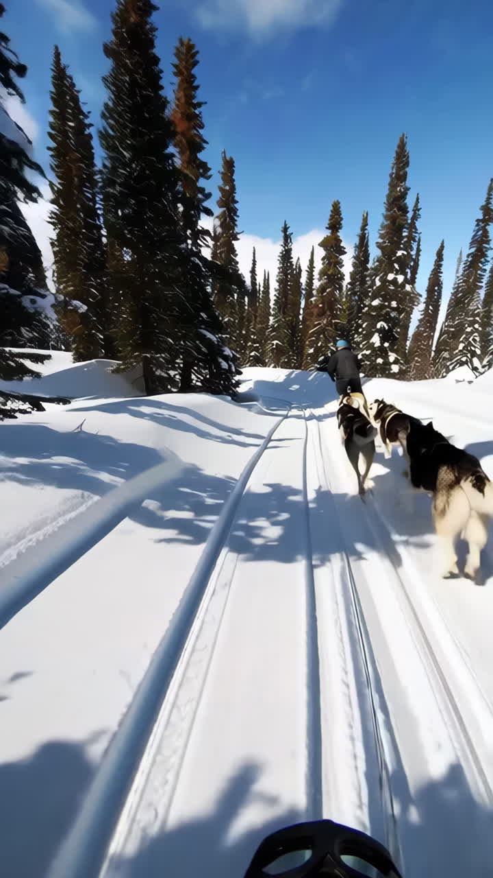 Dog Sledding Adventure Through a Snowy Winter Forest