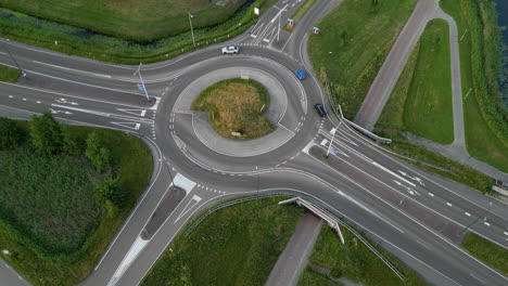 aerial view at a roundabout