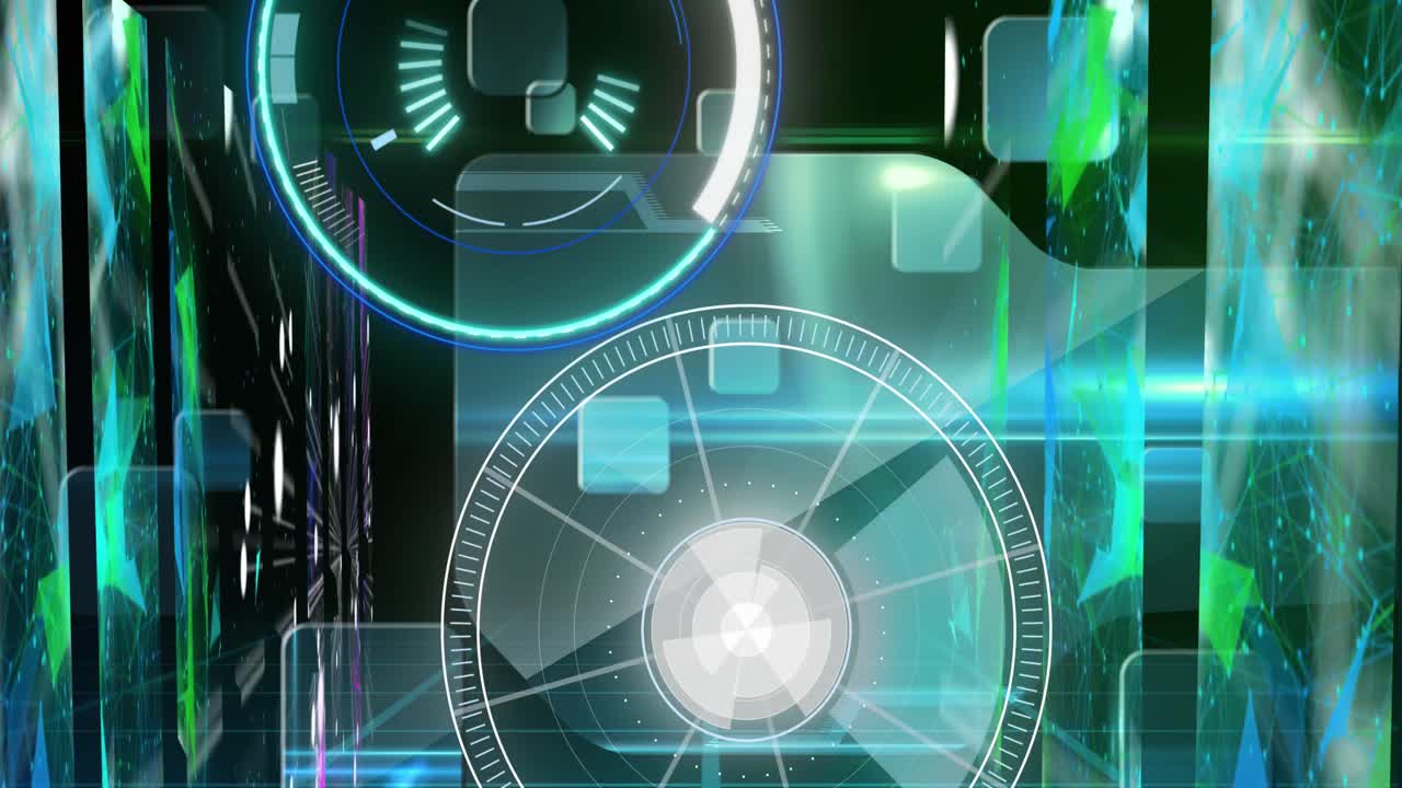 디지털 화면에서 두 개의 스 ⁇  스캐닝과 데이터 처리의 애니메이션