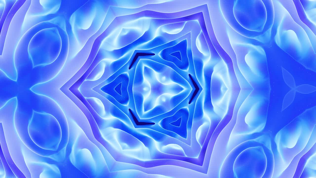 animación en bucle liso de 3d abstracto forma mate suave como flor o mandala, estructura simétrica de material de terciopelo púrpura azul intercalado con pañuelos, cambia de forma suavemente cíclica. gradiente