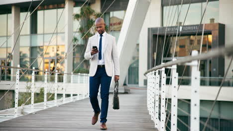 businessman walking on a bridge