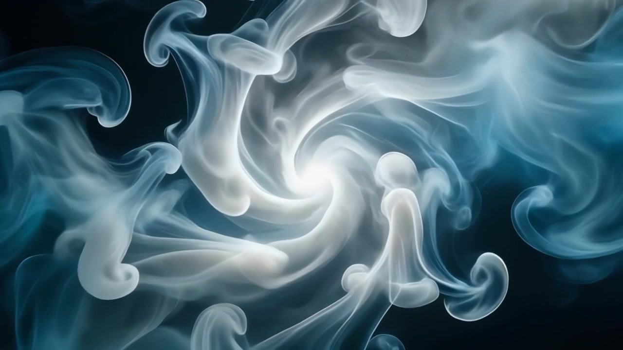 Fumo bianco astratto vorticante e inchiostro blu nell'acqua