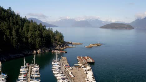 mooring yachts at the marina port of horseshoe bay in west vancouver, canada
