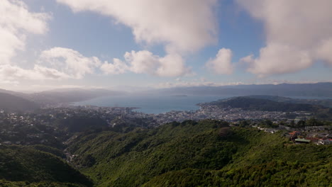 Disparo-De-Un-Dron-De-4.000-Vistas-Sobre-El-Puerto-De-La-Ciudad-De-Wellington-En-Nueva-Zelanda