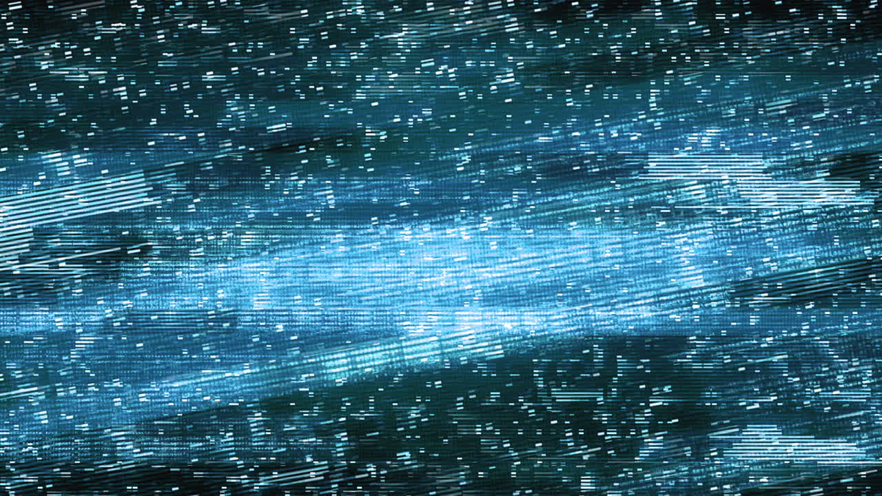 Abstract Blue Digital Data Flowing with Glitch Effect
