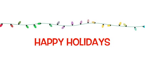happy holidays text with colorful garland on white background 2