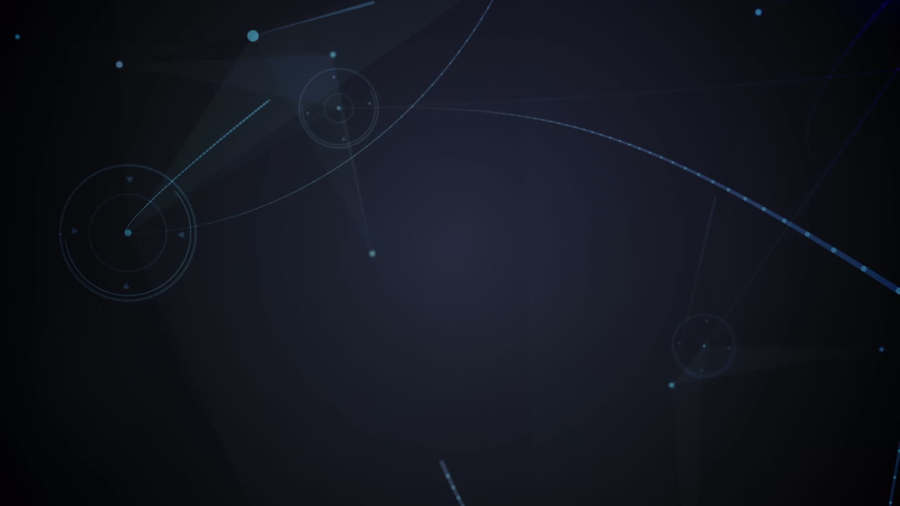 animación de redes de conexiones con puntos brillantes sobre un fondo púrpura