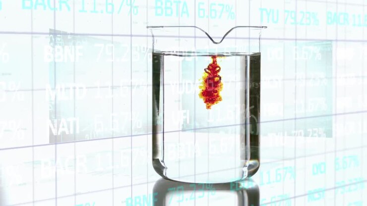Animazione di elaborazione dati su becher