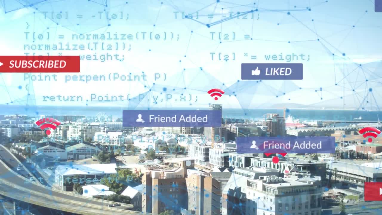 소셜 미디어 디지털 아이콘의 애니메이션과 풍경에 대한 데이터 처리