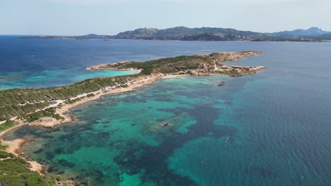 peninsula at la maddalena island, caprera, sardinia - aerial 4k