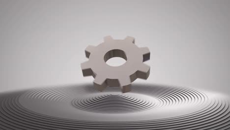 animation of grey cog spinning over white circles