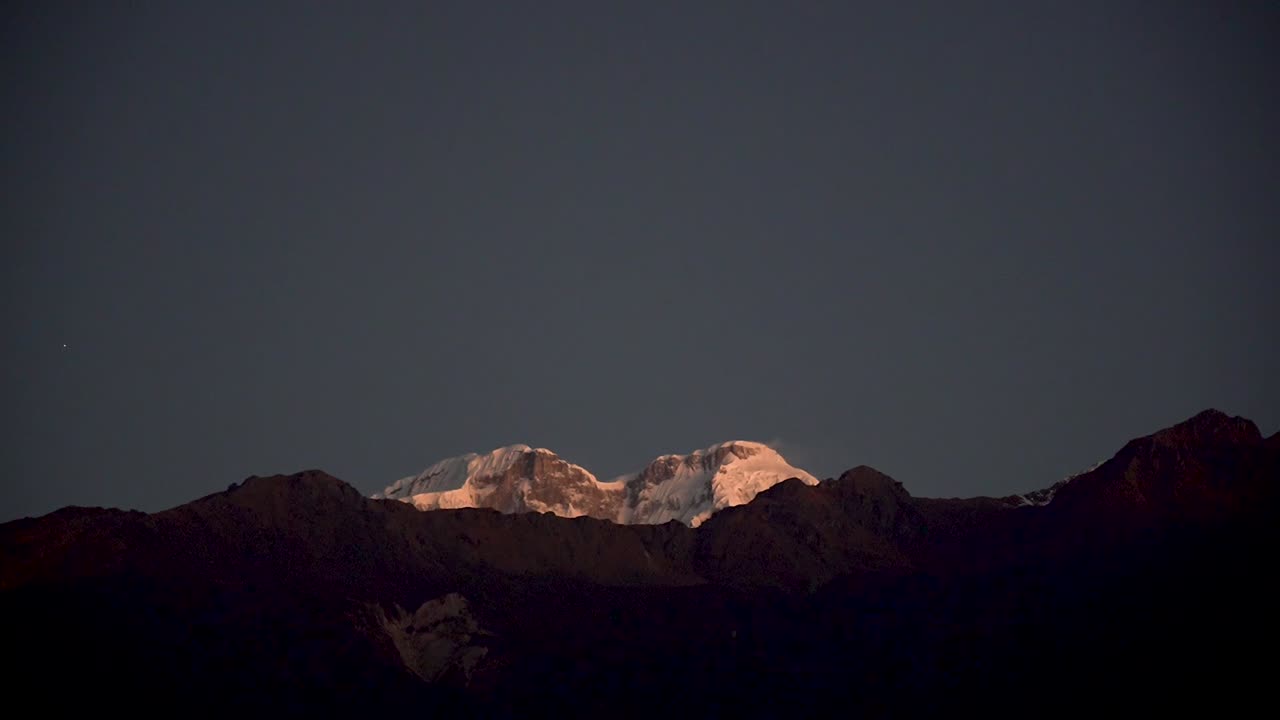 Landscape view of Snow covered moutain range in Lamjung, Nepal.