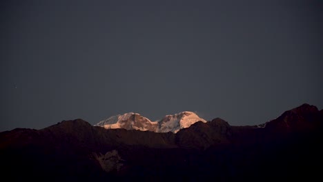 landscape view of snow covered moutain range in lamjung, nepal.