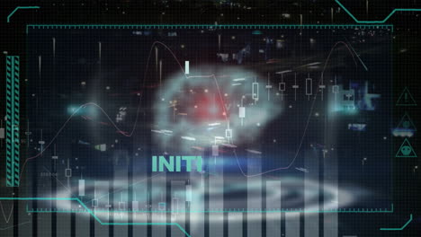 word cloud with ideas, initiative, courage over financial data animation background