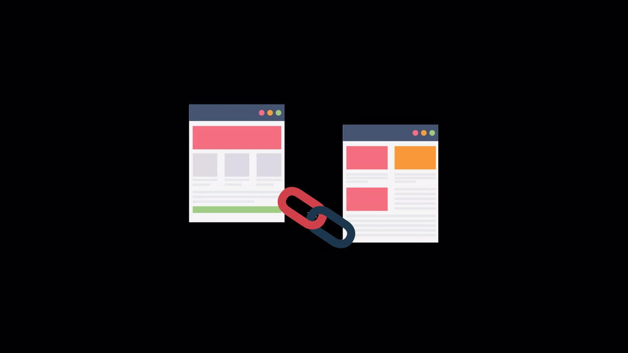 Animeret illustration af to websider forbundet med et link