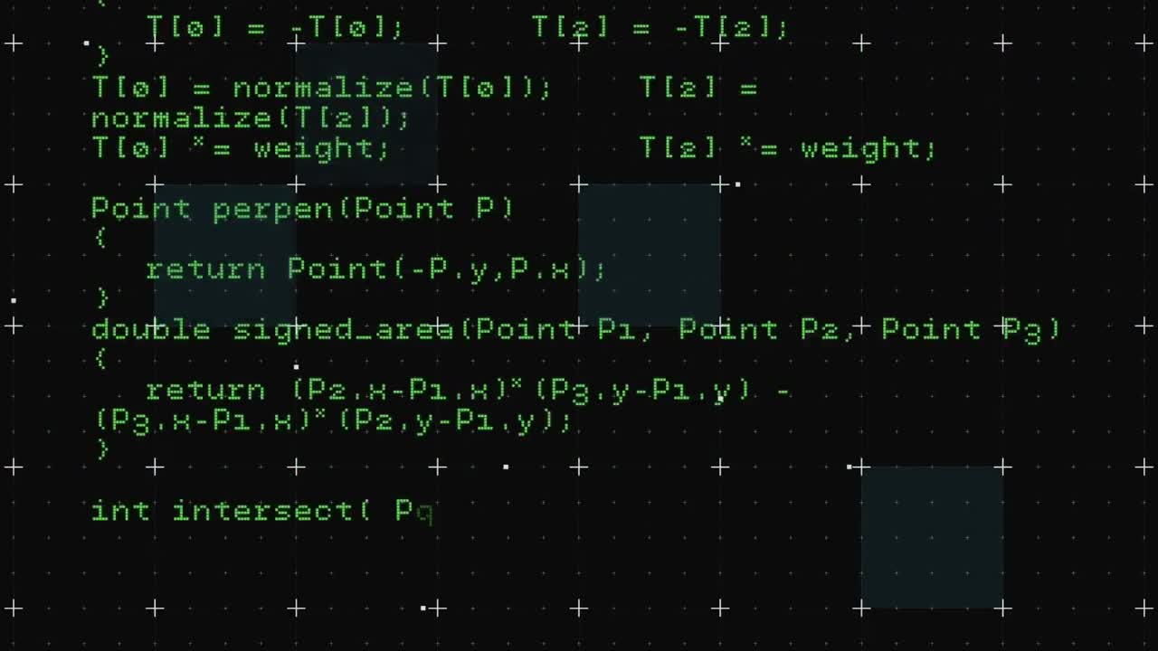 Animation of green data processing on black background