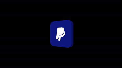 3d blue square icon with letter p