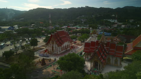 aerial view of a thai temple