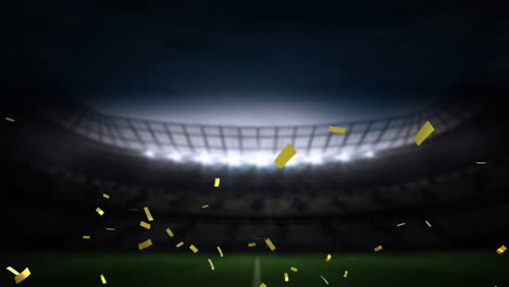 animation of gold confetti falling over empty sports stadium