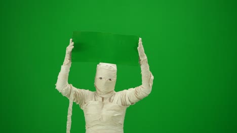 green screen isolated chroma key video capturing a mummy dancing and singing actively into the - green screen isolated chroma key video capturing a mummy dancing and singing actively into the microphone. haloween holidays. mock up, workspace for your promotion clip or advertisement