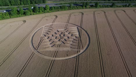 drone captures the aerial video of micheldever station's crop circles in uk