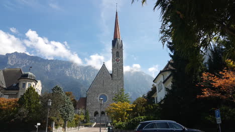 Kirche-In-Den-Straßen-Von-Schaan-In-Liechtenstein