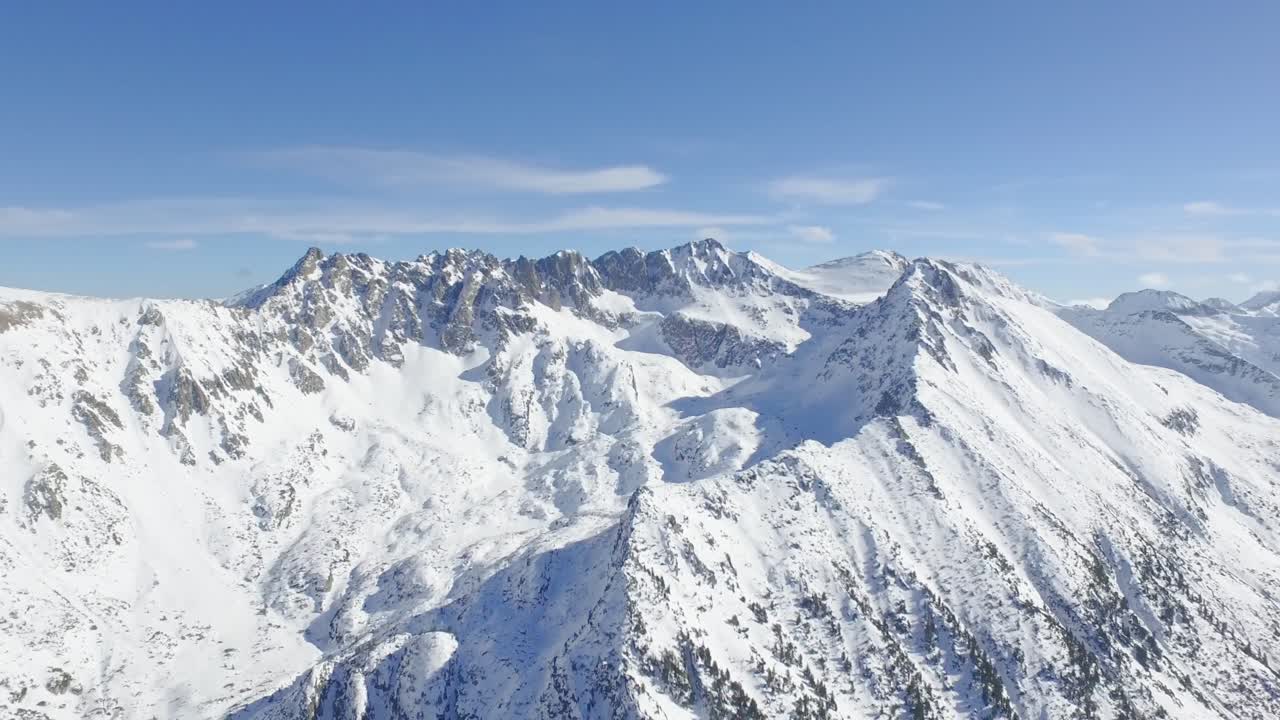 Snowy Mountain Peaks Aerial View