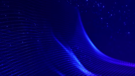 4k bucle de fondo de partículas de ciencia ficción con bokeh y efectos de luz. partículas azules brillantes forman líneas, superficies, estructuras complejas en movimiento suave como en el micro mundo o el espacio. cuerdas de partículas 12