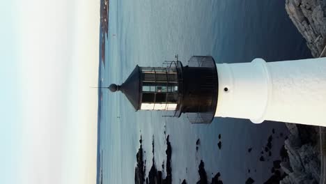 Vertical-Aerial-View,-Portland-Head-Light-Lighthouse-on-Cape-Elizabeth-Maine-USA