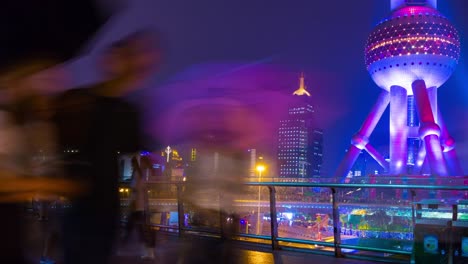 night illuminated shanghai famous mall pearl oriental tower view 4k time lapse china