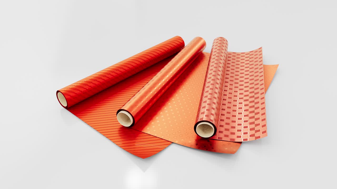 아름다운 빨간 선물 포장 종이 회전, 고립 - 루프 비디오