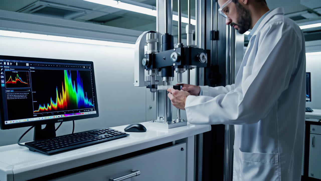 Scientist performing material testing in a laboratory