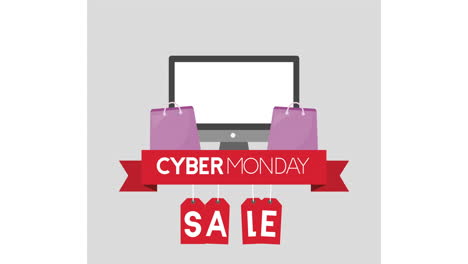 cyber monday animation with desktop