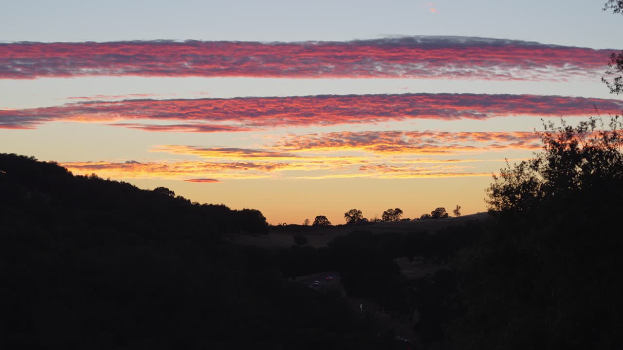 Footage of a breathtaking sky during sunset, featuring a gradient of warm and vibrant colors