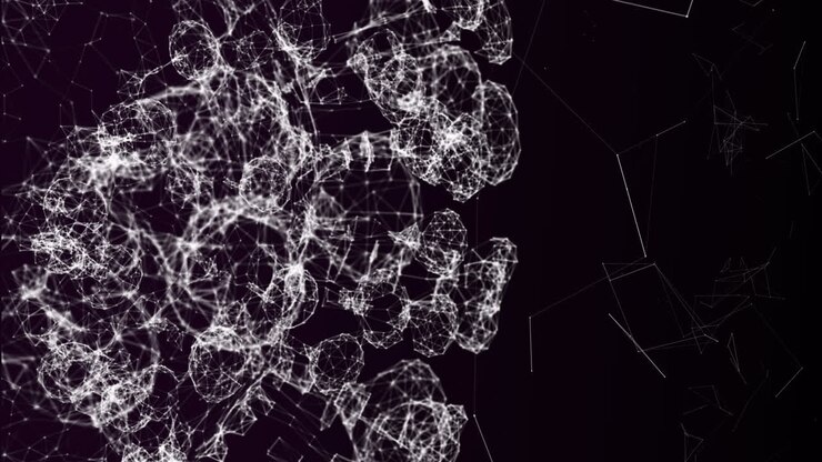 Animation of multiple light trails on purple background