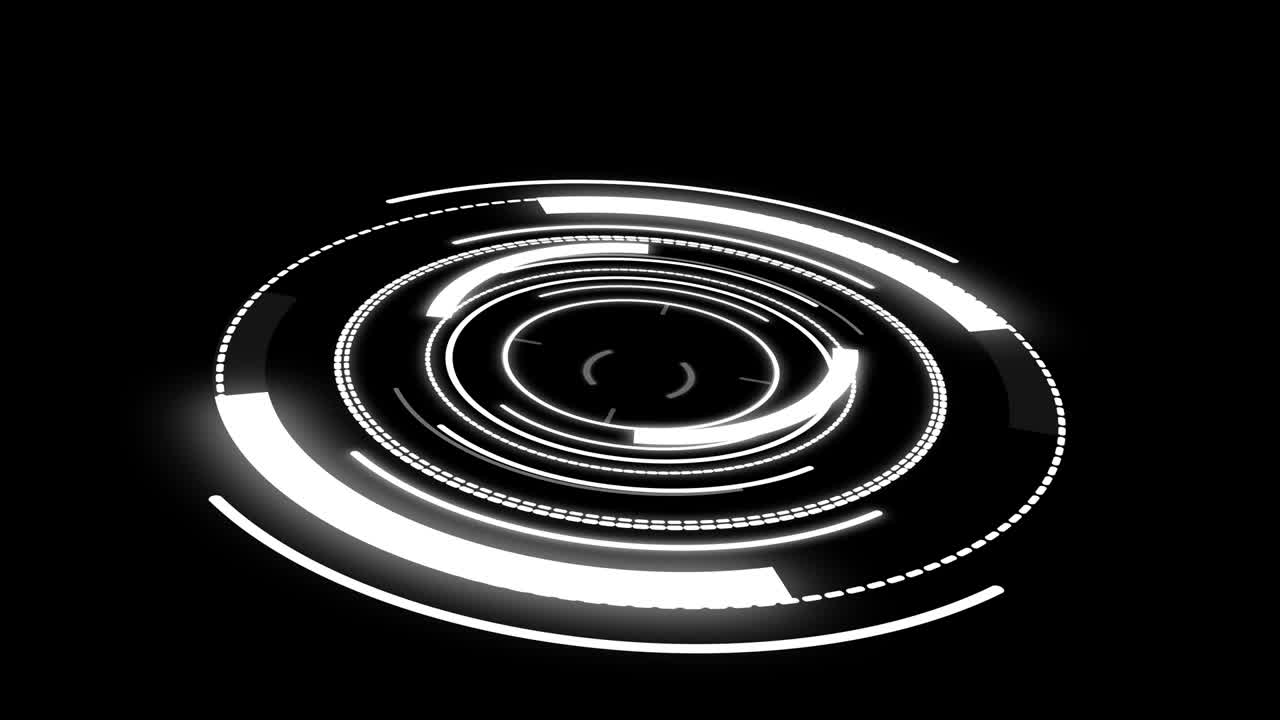 아브스트랙트 라운드 애니메이션: 미래의 sf 블랙 hud 3d 렌더링