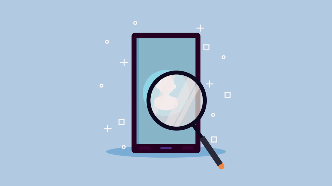 teléfono inteligente con lupa en el perfil del usuario