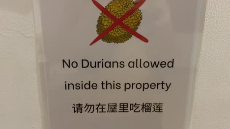 no durians allowed sign