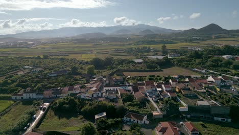 aerial view of a peaceful village in the azores