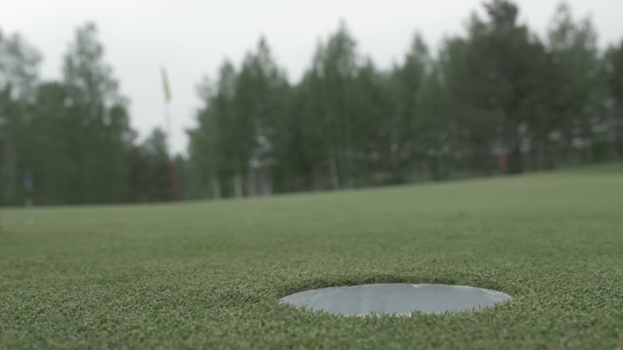 그린에서 골프를 치고