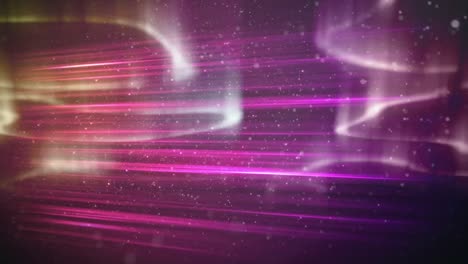 digital animation of snow falling light trails on purple background