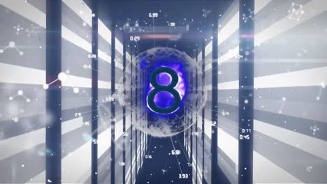 animation of shapes and 8 number over white lines