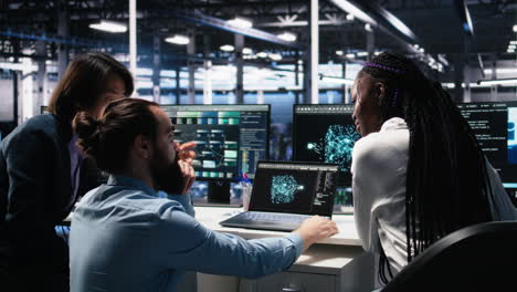 teamworking data center technicians using machine learning algorithms