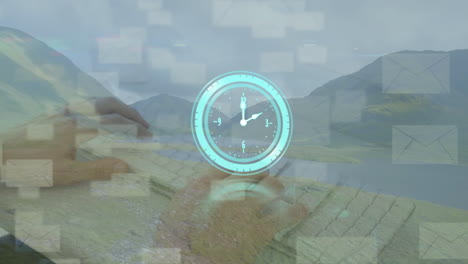 animación del reloj que hace tic-tac sobre el reloj de ajuste y la sala del servidor